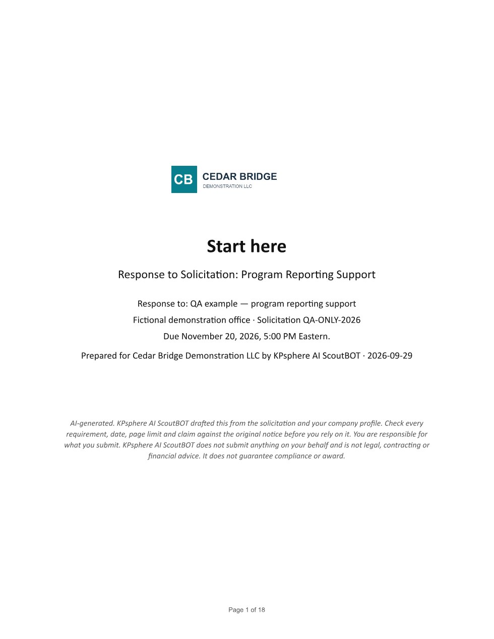 START HERE guide: One PDF that opens with where you stand and ends with the AI evaluator-style review: read it first, work from it to the deadline.